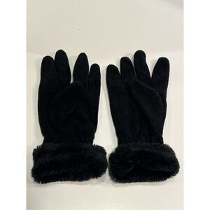 Gemo France Women’s Black Fleece Faux Fur Trim Gloves See Description